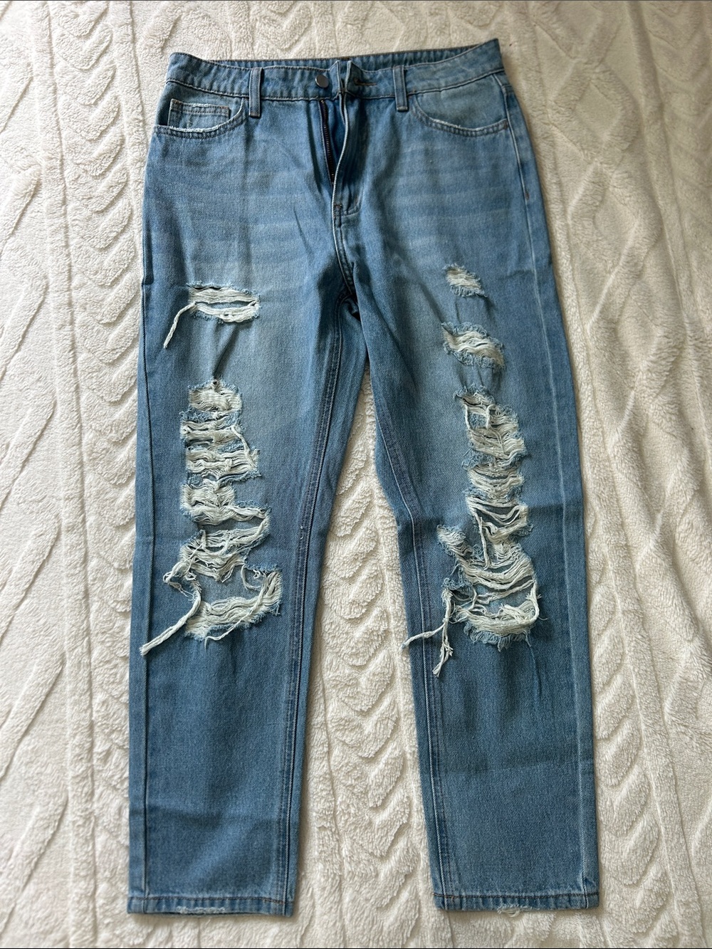 Distressed Light Blue Ripped Jeans